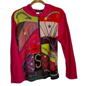 RISING TIDE kids Hoodie 100% Cotton multi pattern colorful bohemian size Large